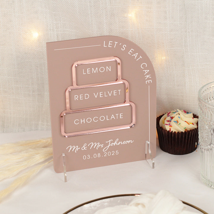 Modern Arch Wedding Cake Menu Acrylic Sign-Weddings by Lumi