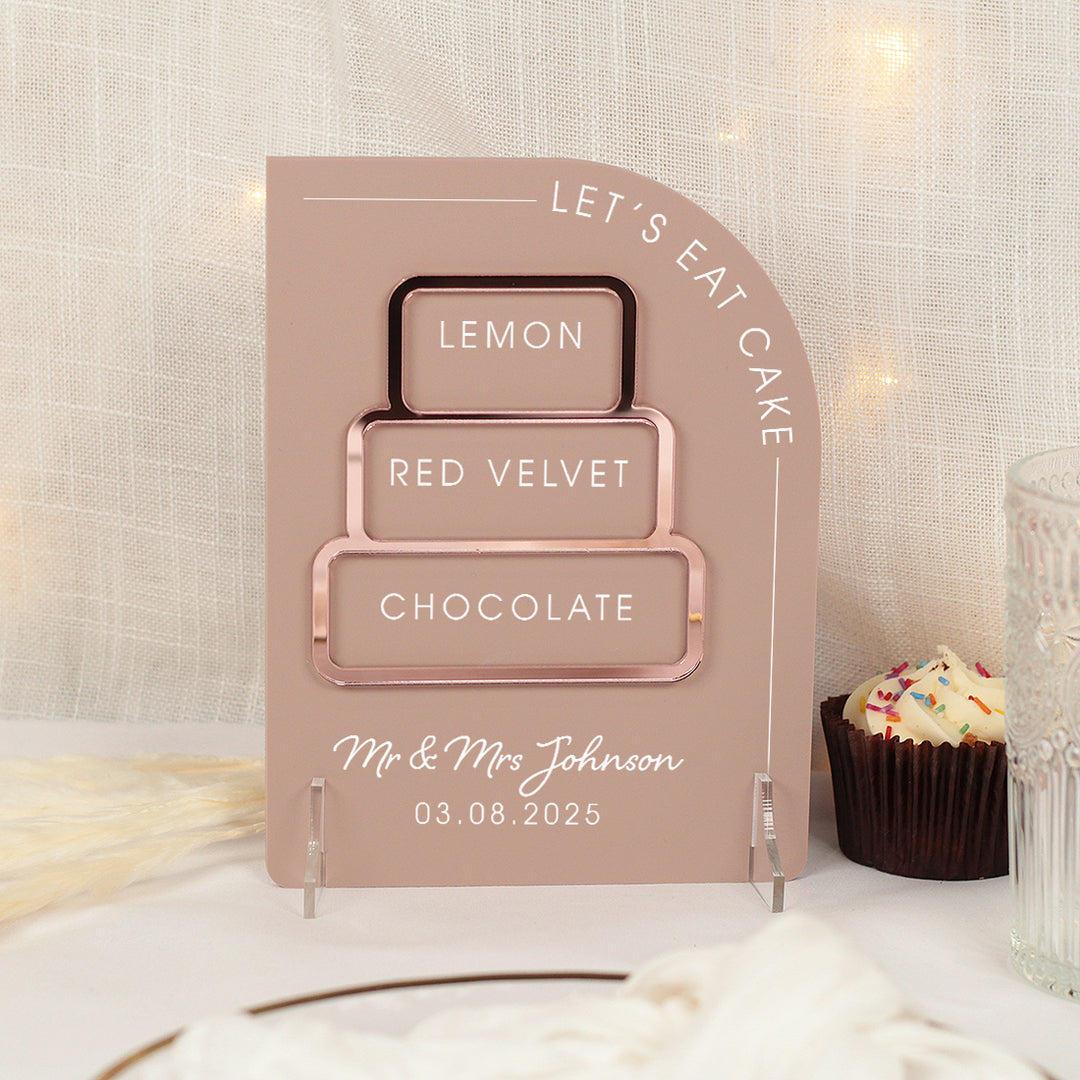 Modern Arch Wedding Cake Menu Acrylic Sign-Weddings by Lumi