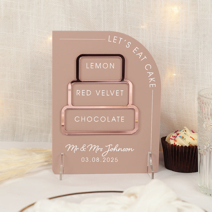 Modern Arch Wedding Cake Menu Acrylic Sign-Weddings by Lumi