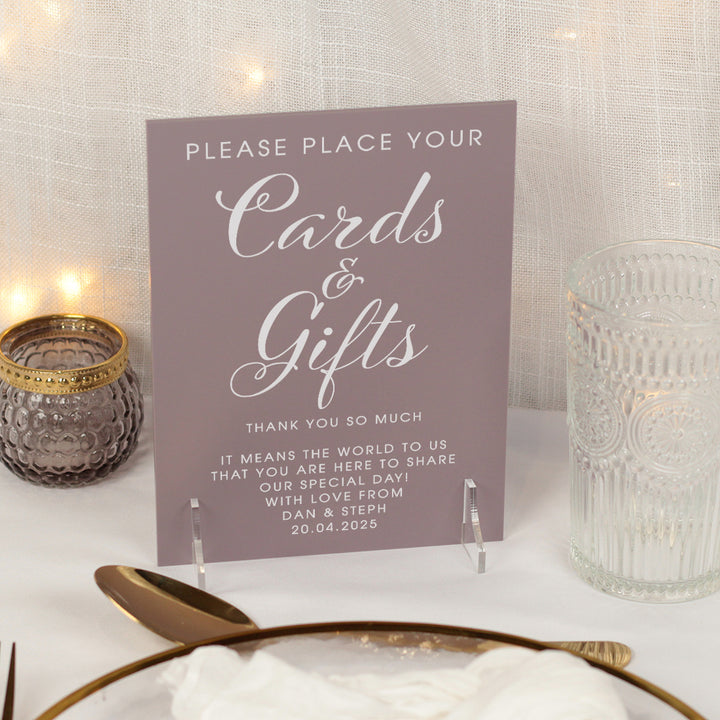 Elegant Script Cards and Gifts Acrylic Sign