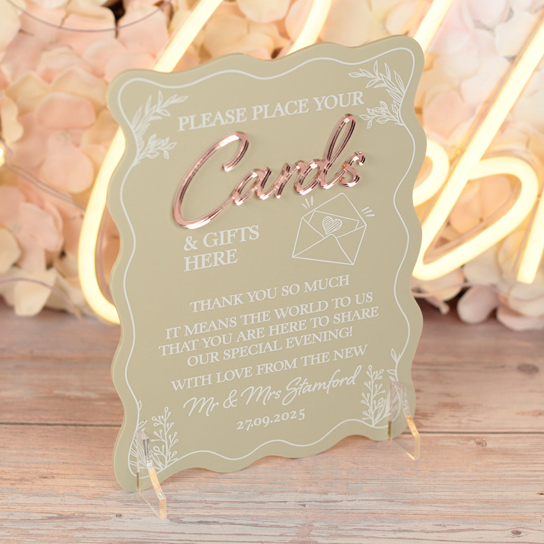Wavy Edge Cards and Gifts Acrylic Sign