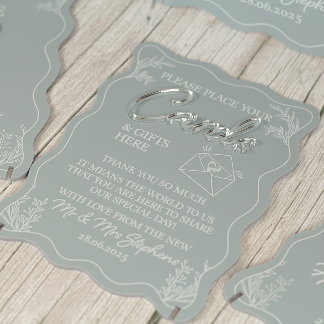 Wavy Edge Cards and Gifts Acrylic Sign