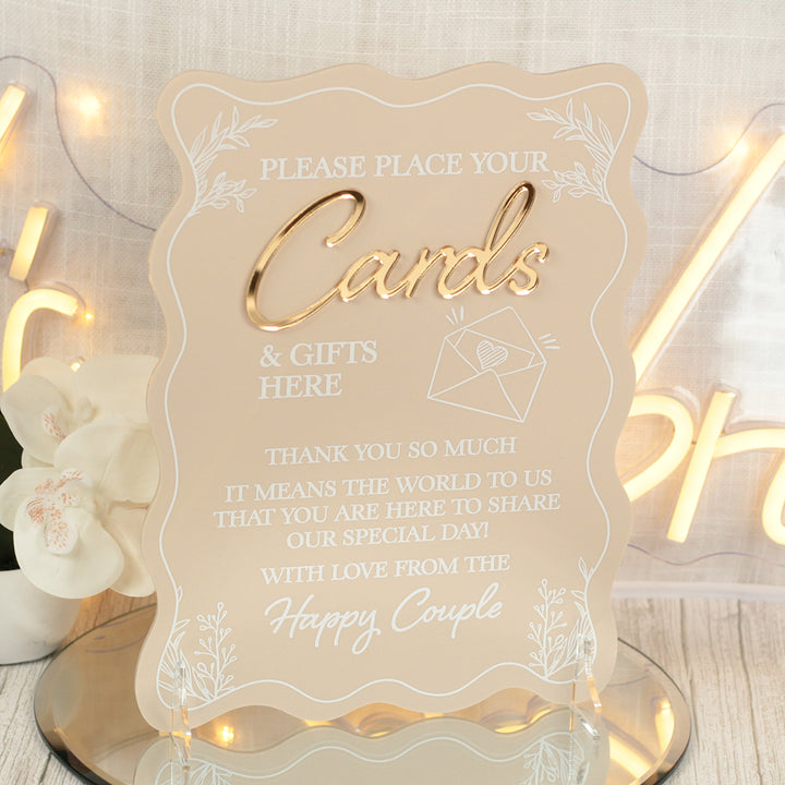 Wavy Edge Cards and Gifts Acrylic Sign