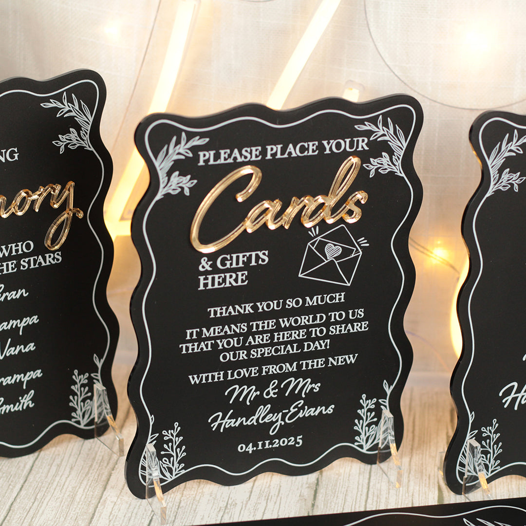 Wavy Edge Cards and Gifts Acrylic Sign