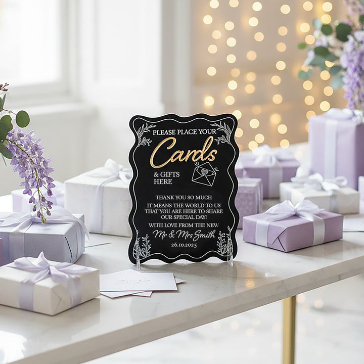 Wavy Edge Cards and Gifts Acrylic Sign