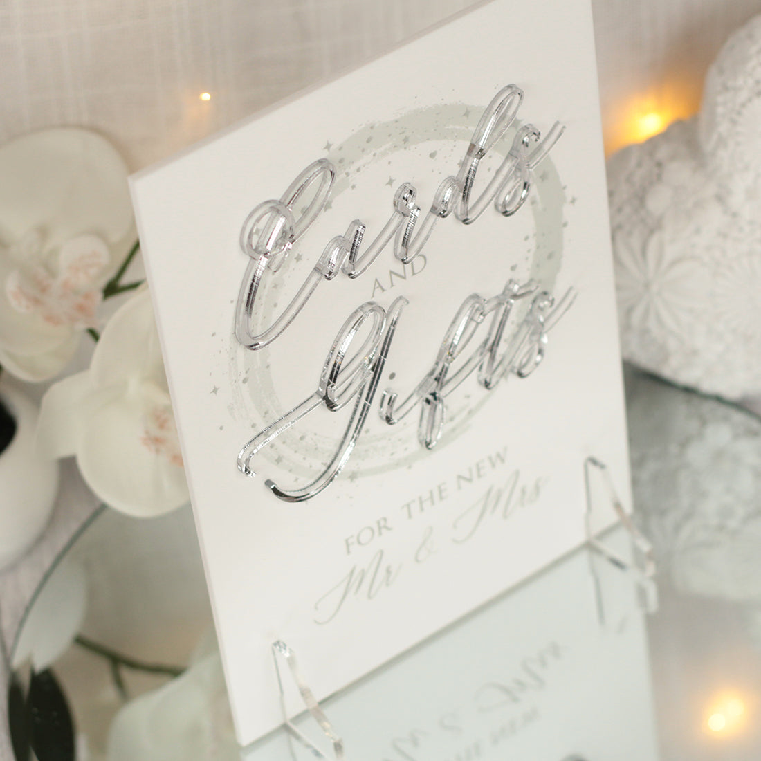 Sparkly Circle Cards and Gifts Acrylic Sign