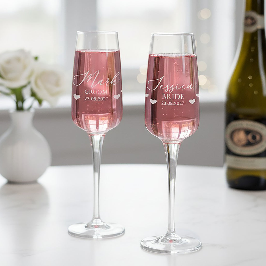 Love Heart Bridal Party Wedding Champagne Flute