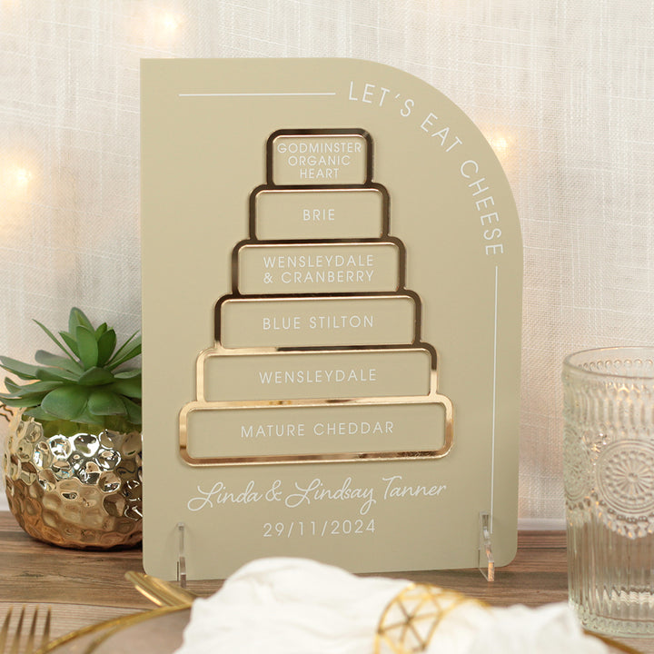 Modern Arch Cheese Cake Tower Flavour Acrylic Sign-Weddings by Lumi