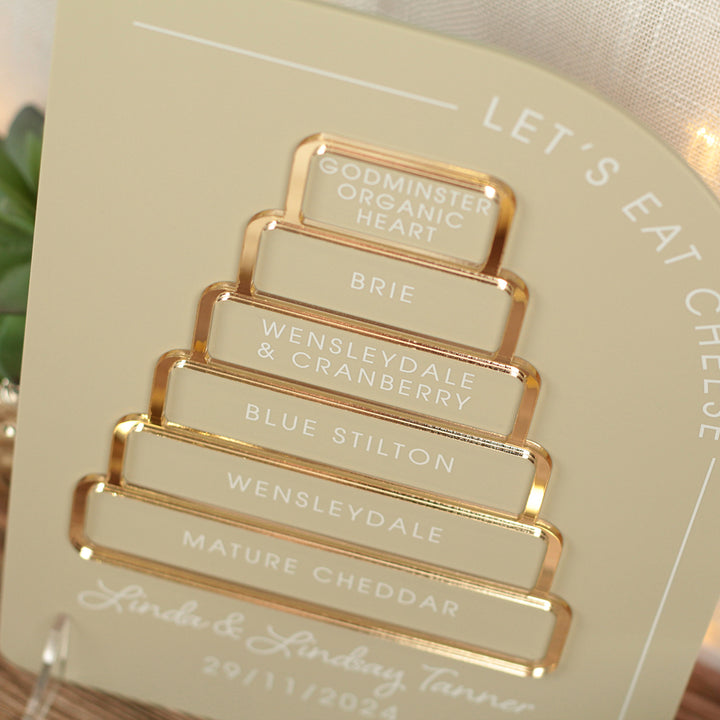 Modern Arch Cheese Cake Tower Flavour Acrylic Sign-Weddings by Lumi