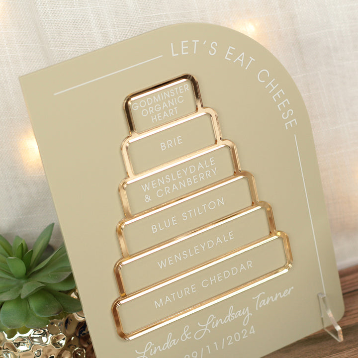 Modern Arch Cheese Cake Tower Flavour Acrylic Sign-Weddings by Lumi