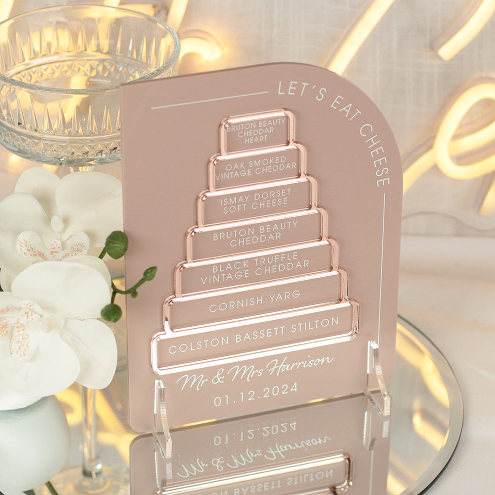 Modern Arch Cheese Cake Tower Flavour Acrylic Sign-Weddings by Lumi