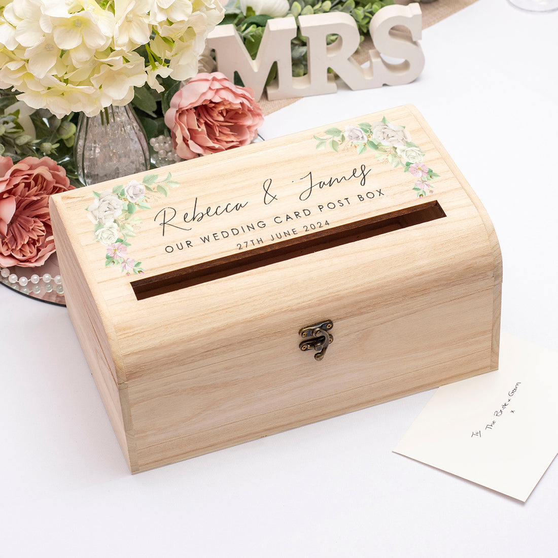 Watercolour Flowers Wedding Cards Post Box Chest-Weddings by Lumi