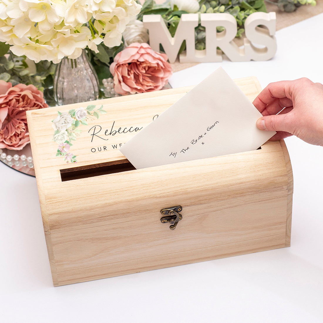 Watercolour Flowers Wedding Cards Post Box Chest-Weddings by Lumi
