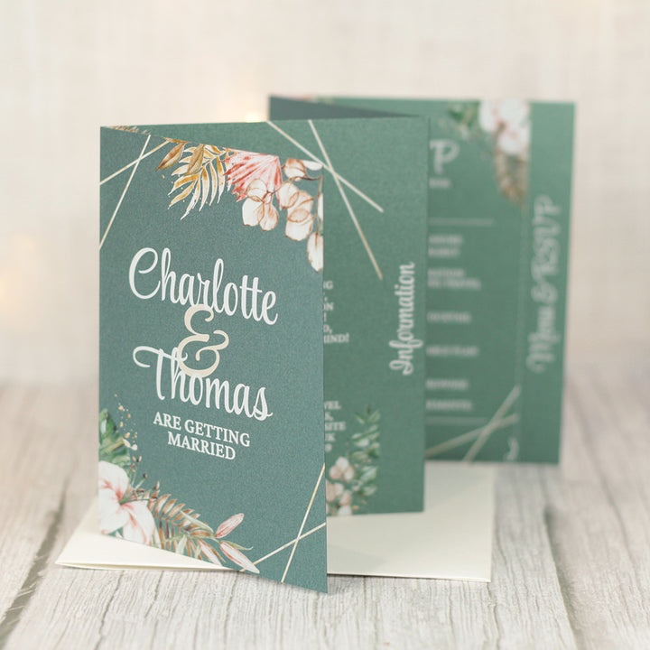 Tropical Boho Concertina Wedding Invitation