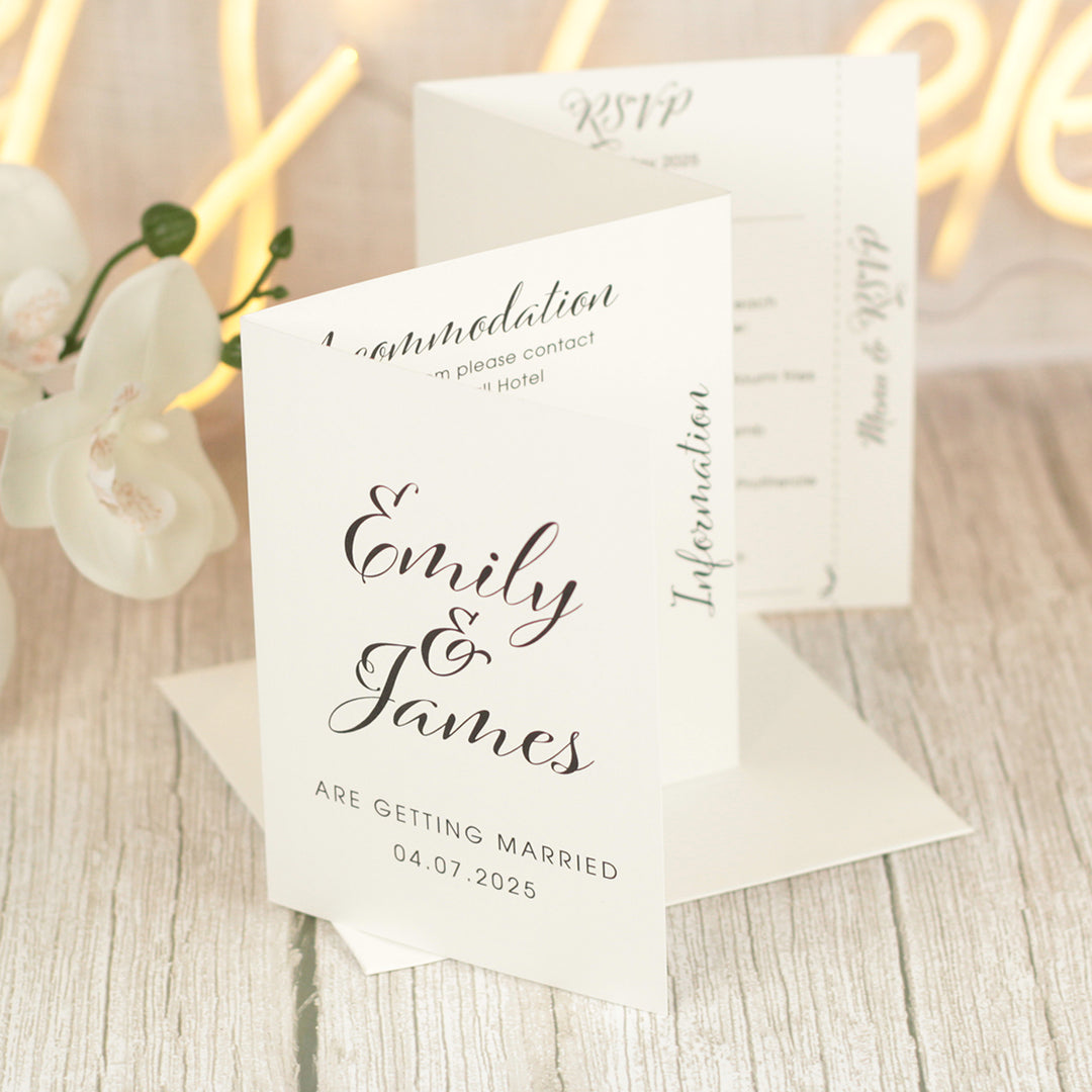 Elegant Script Concertina Wedding Invitation-Weddings by Lumi