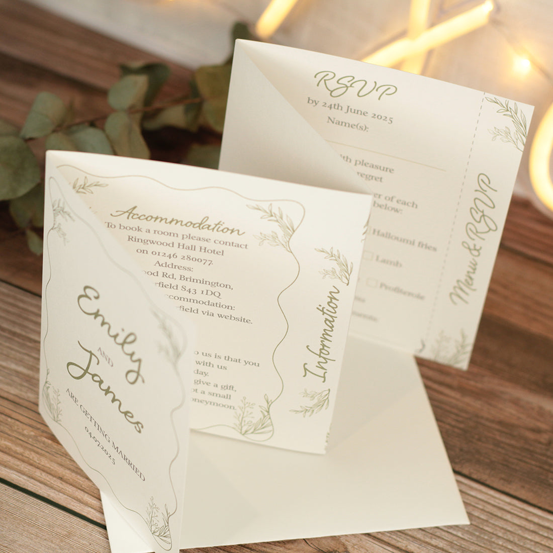 Wavy Edge Concertina Wedding Invitation