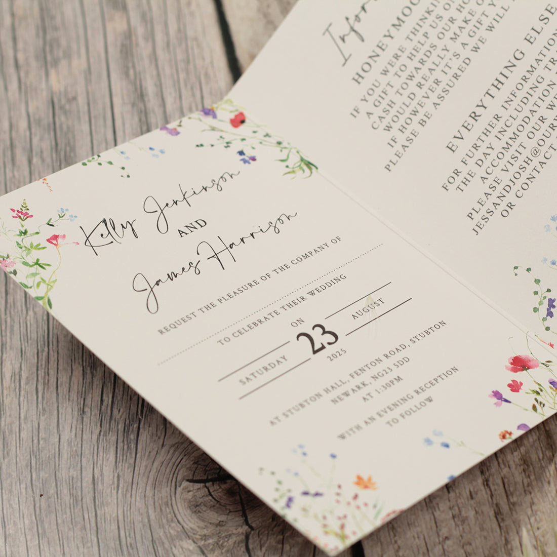 Watercolour Wildflower Concertina Wedding Invitation