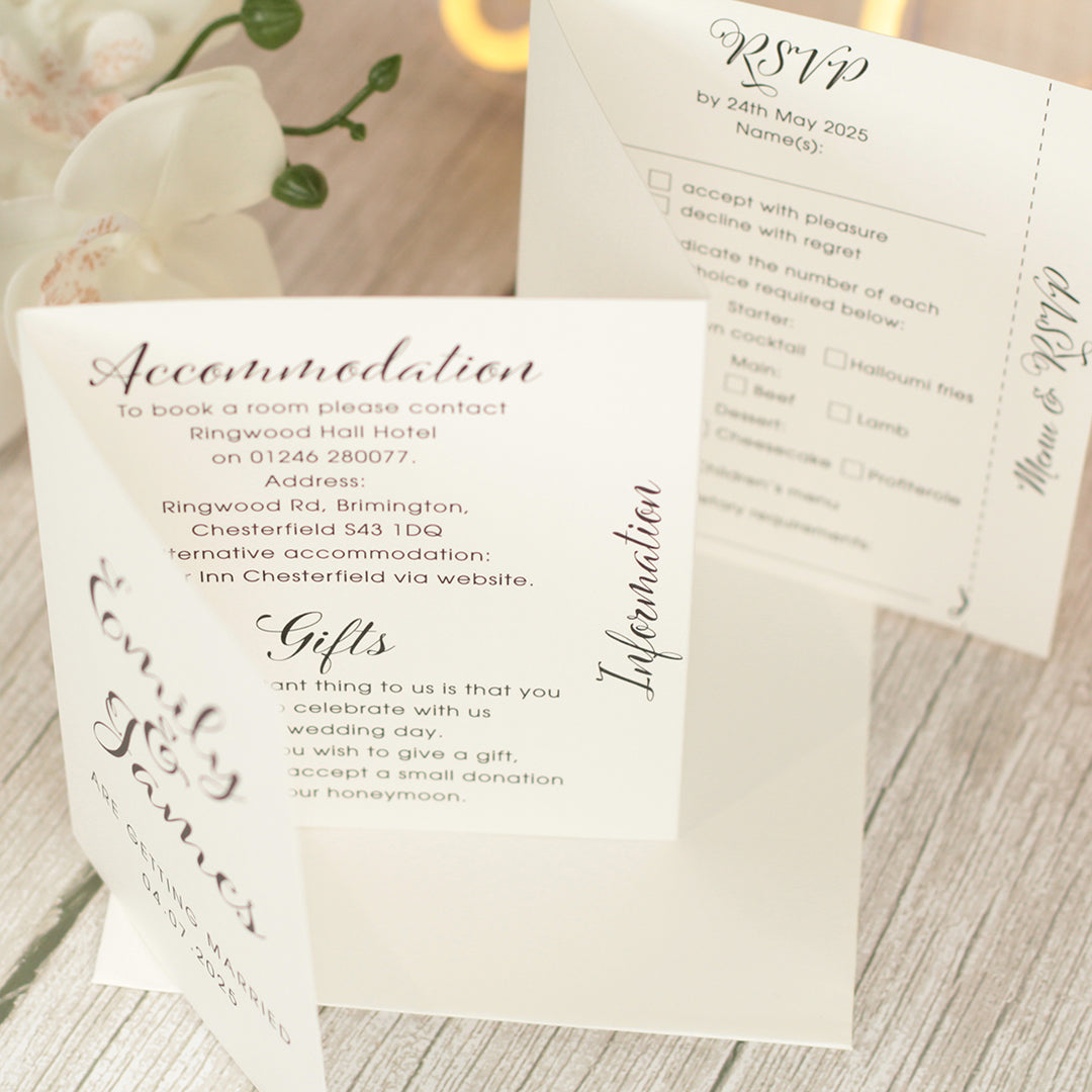 Elegant Script Concertina Wedding Invitation-Weddings by Lumi