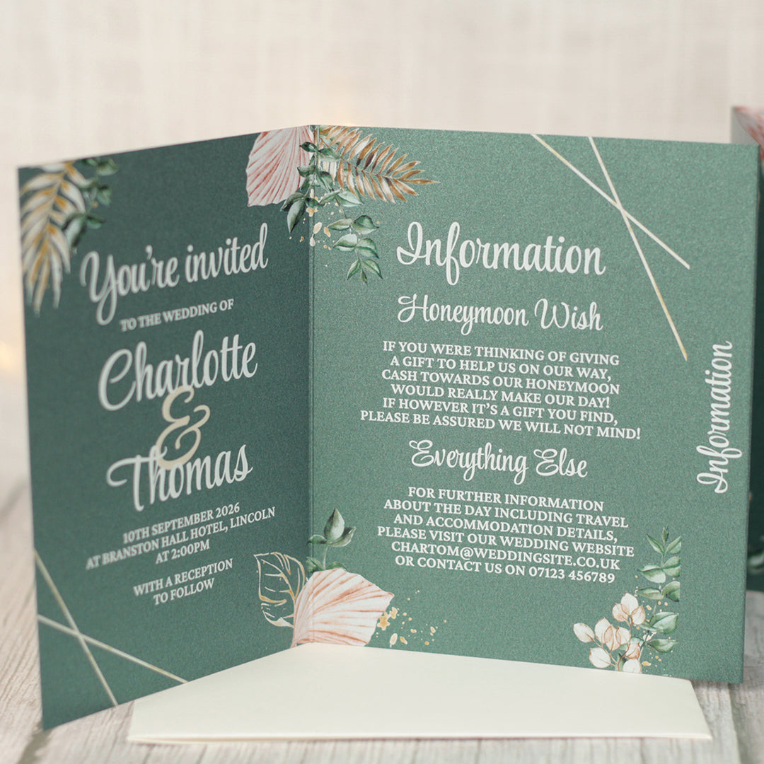 Tropical Boho Concertina Wedding Invitation
