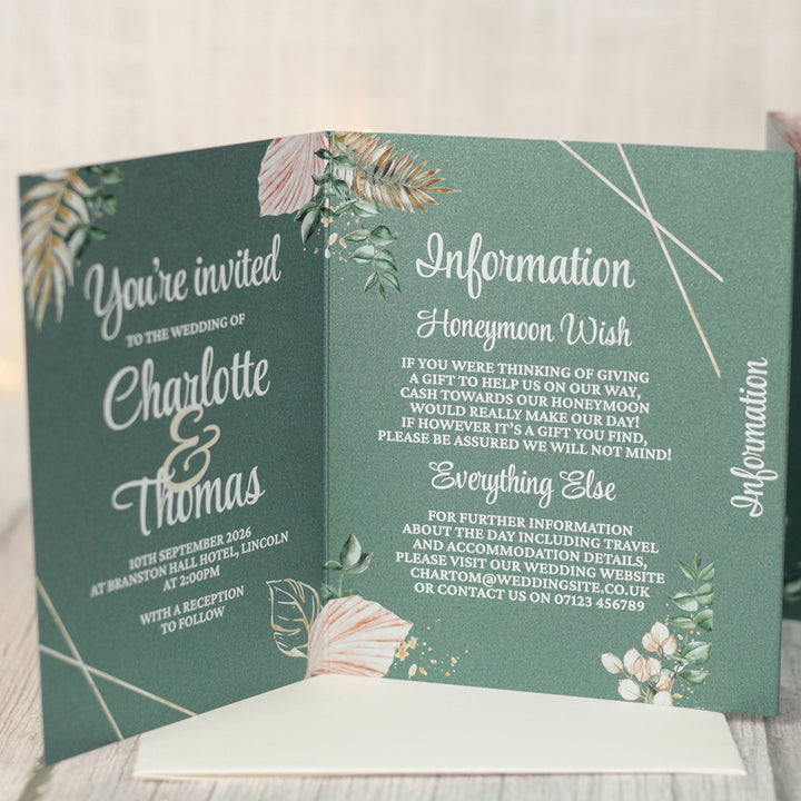 Tropical Boho Concertina Wedding Invitation