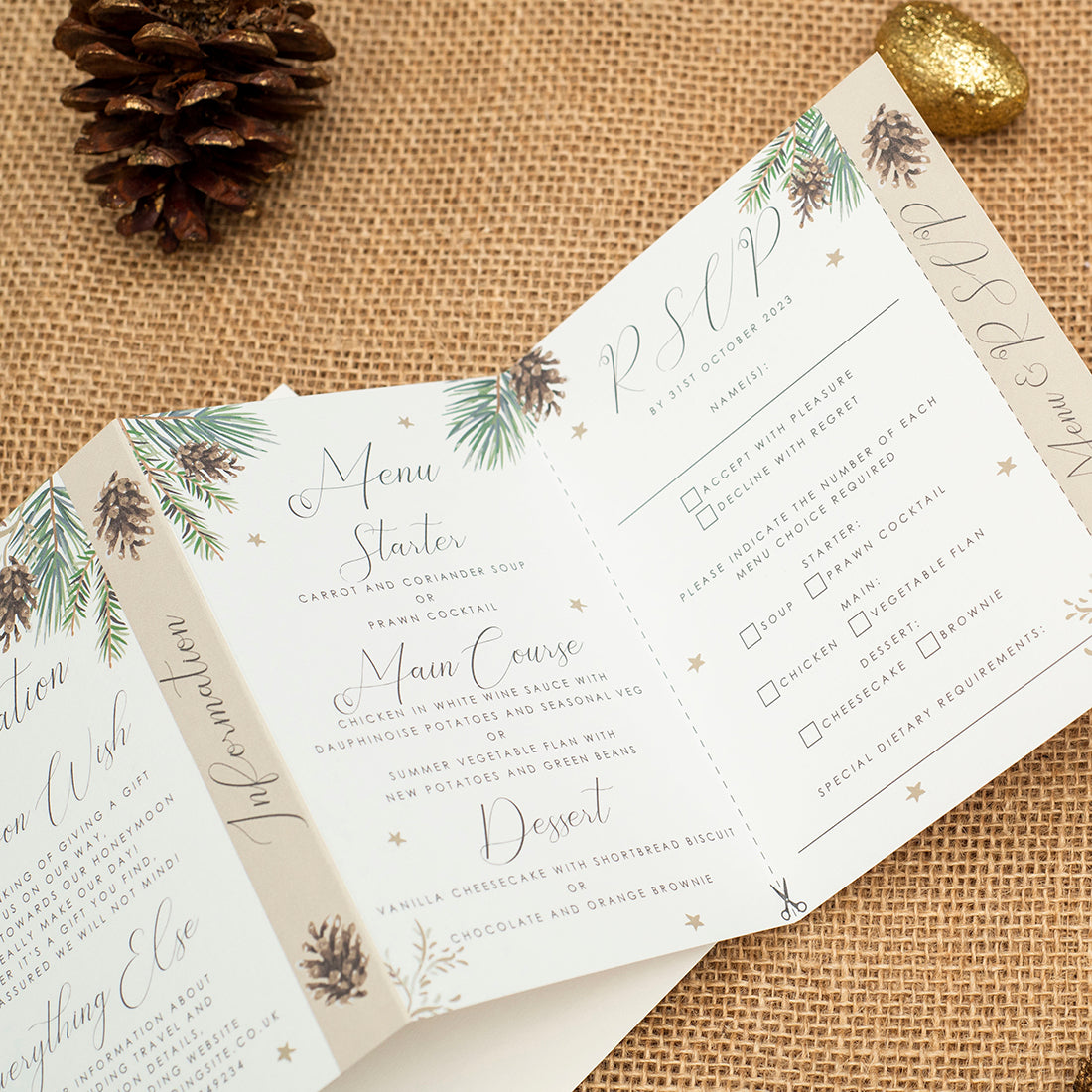 Winter Fern Concertina Wedding Invitation