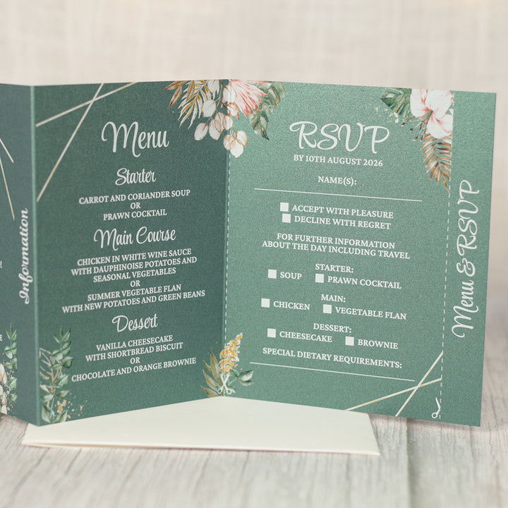 Tropical Boho Concertina Wedding Invitation