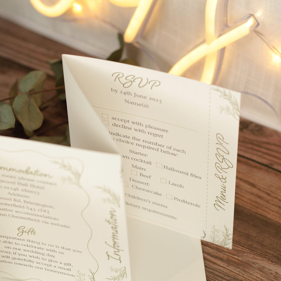 Wavy Edge Concertina Wedding Invitation