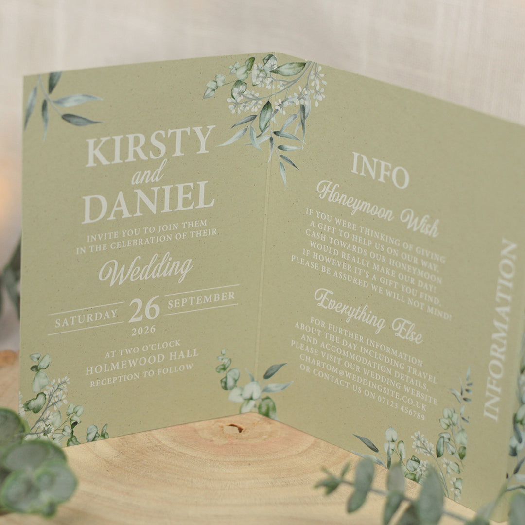 Eucalyptus Concertina Wedding Invitation