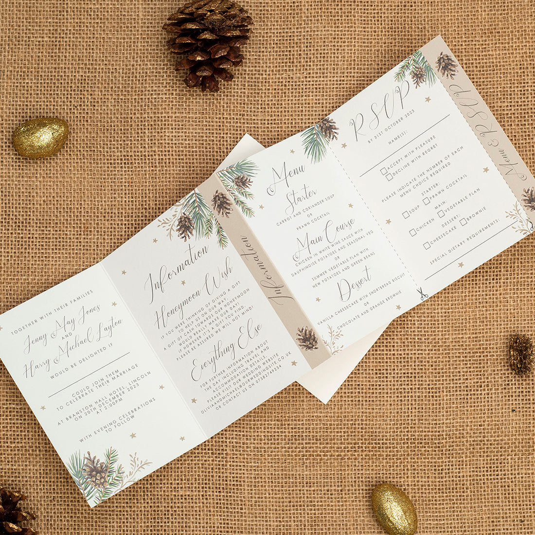 Winter Fern Concertina Wedding Invitation