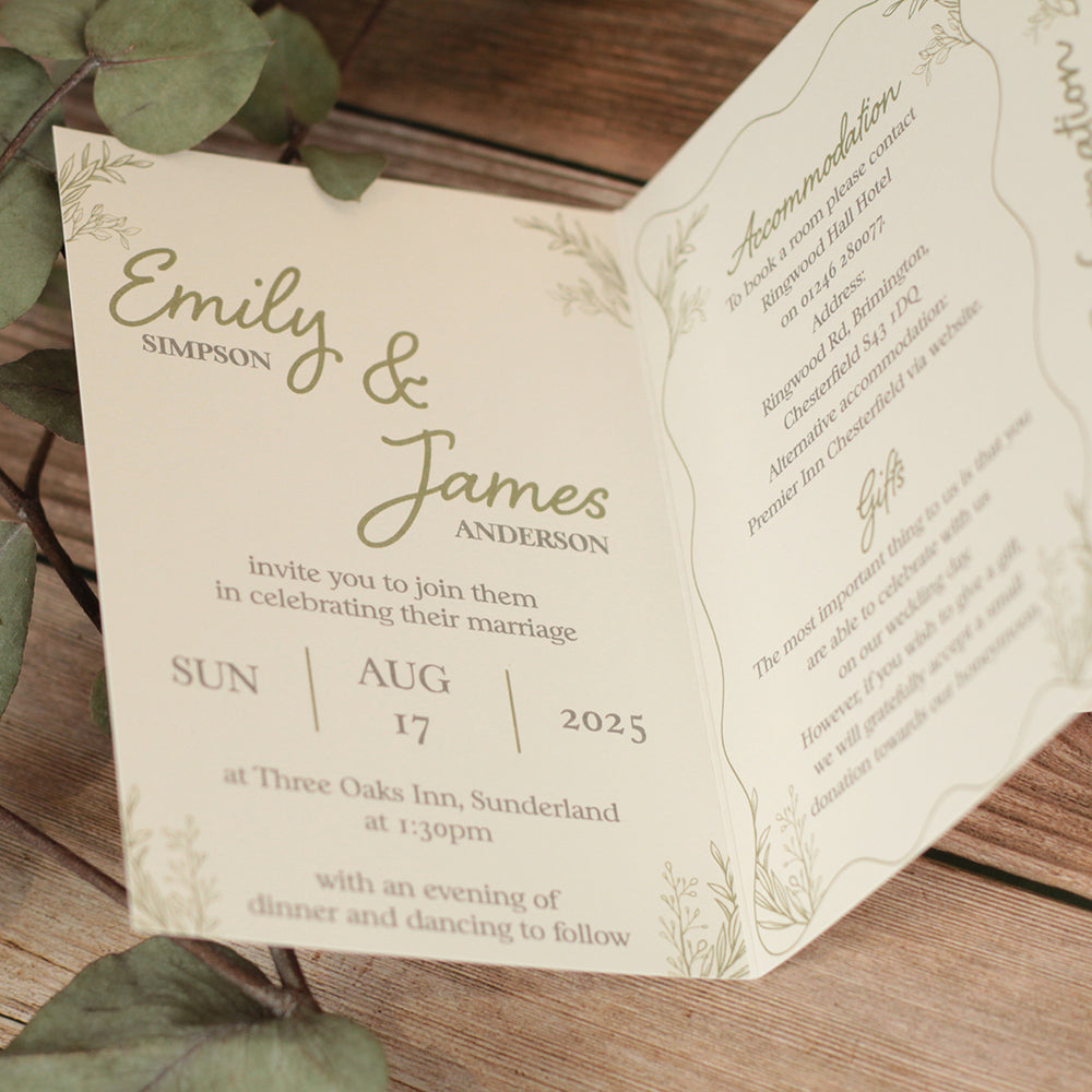 Wavy Edge Concertina Wedding Invitation-Weddings by Lumi