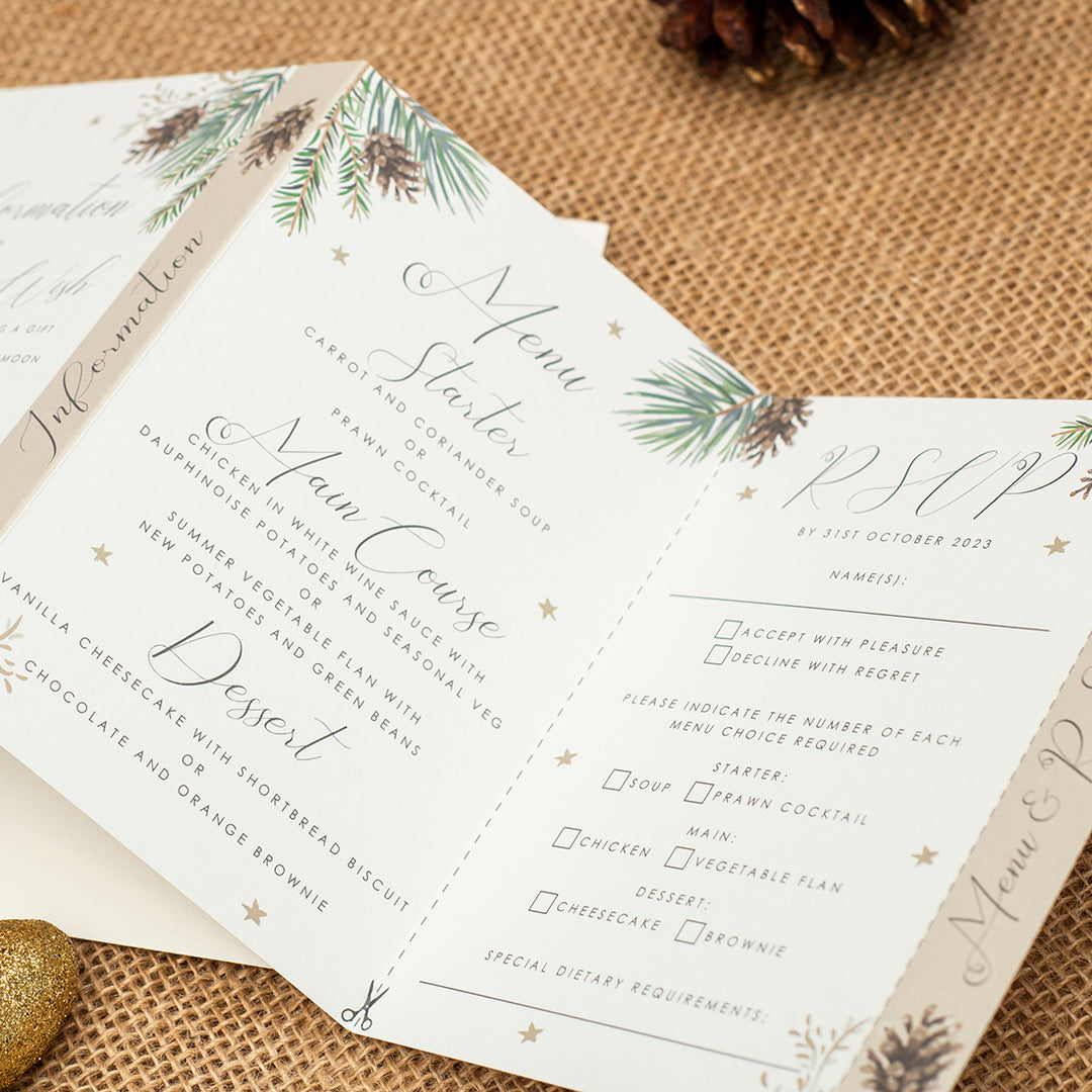 Winter Fern Concertina Wedding Invitation-Weddings by Lumi