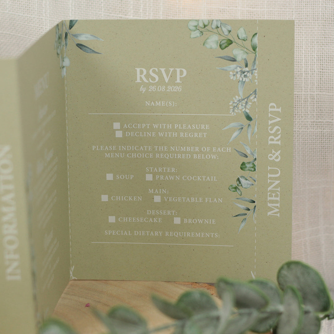 Eucalyptus Concertina Wedding Invitation