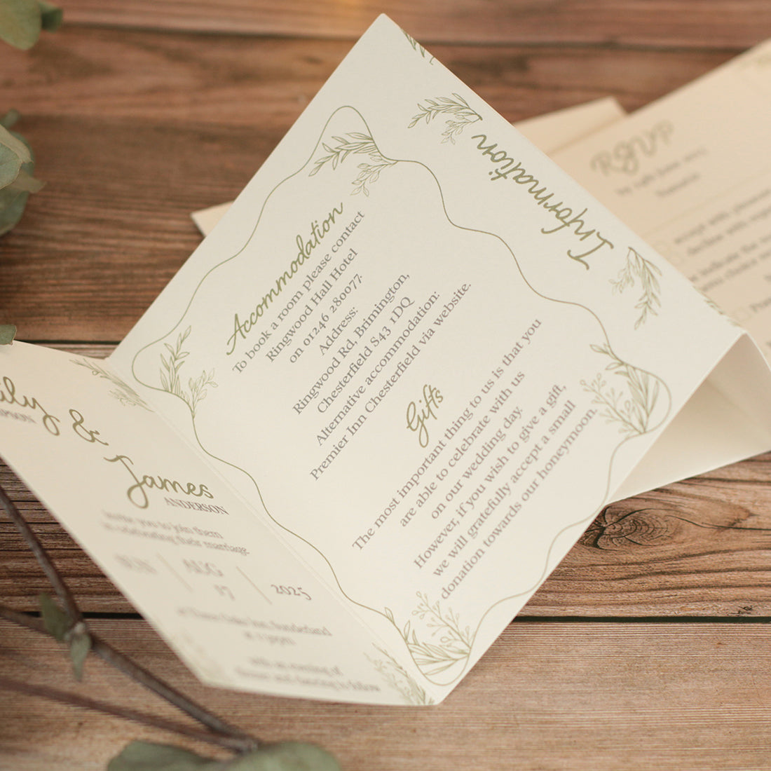 Wavy Edge Concertina Wedding Invitation