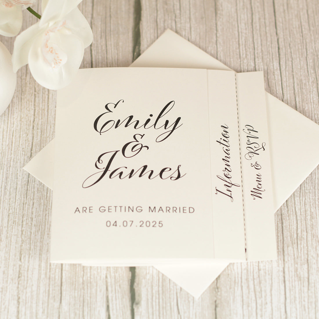 Elegant Script Concertina Wedding Invitation