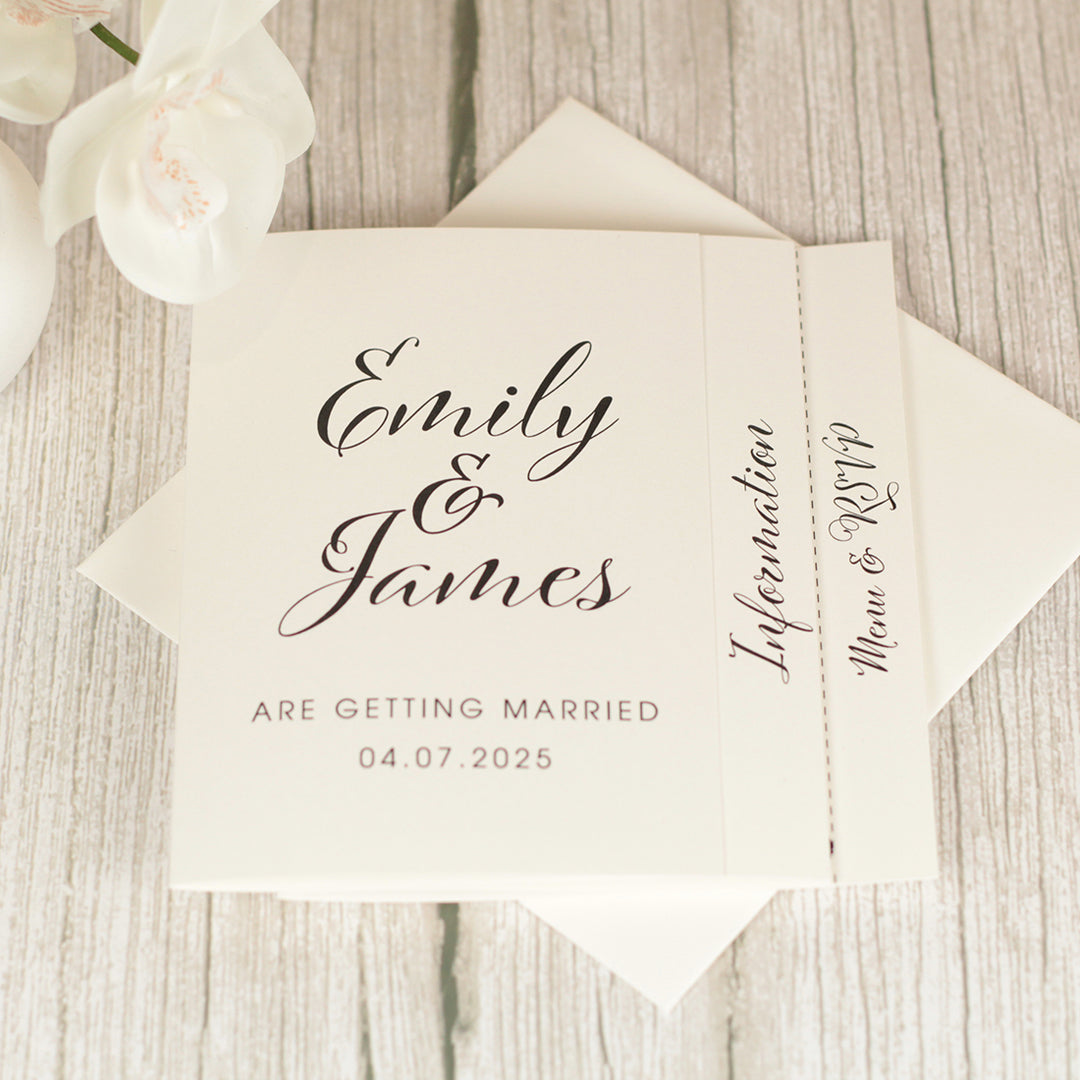 Elegant Script Concertina Wedding Invitation-Weddings by Lumi