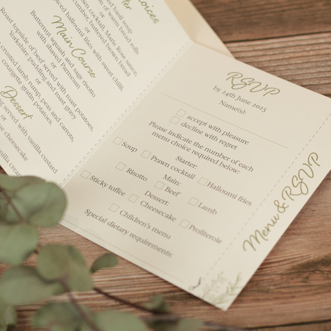 Wavy Edge Concertina Wedding Invitation