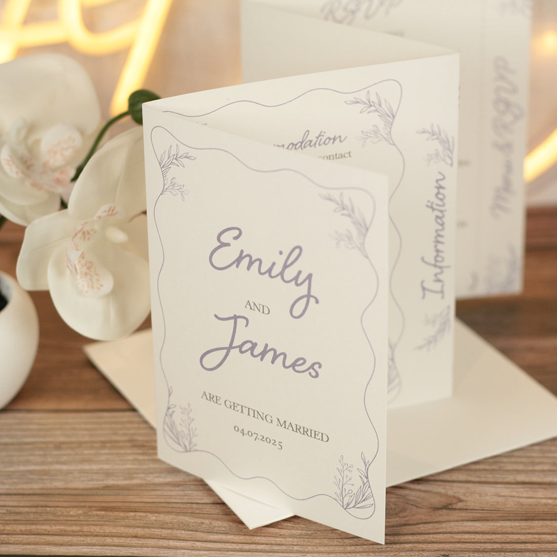 Wavy Edge Concertina Wedding Invitation