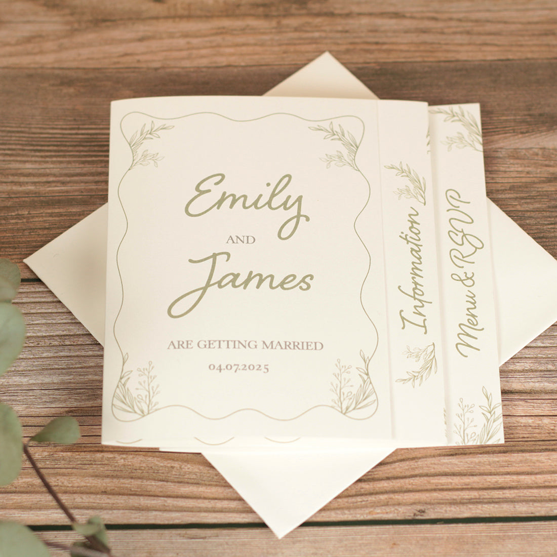 Wavy Edge Concertina Wedding Invitation