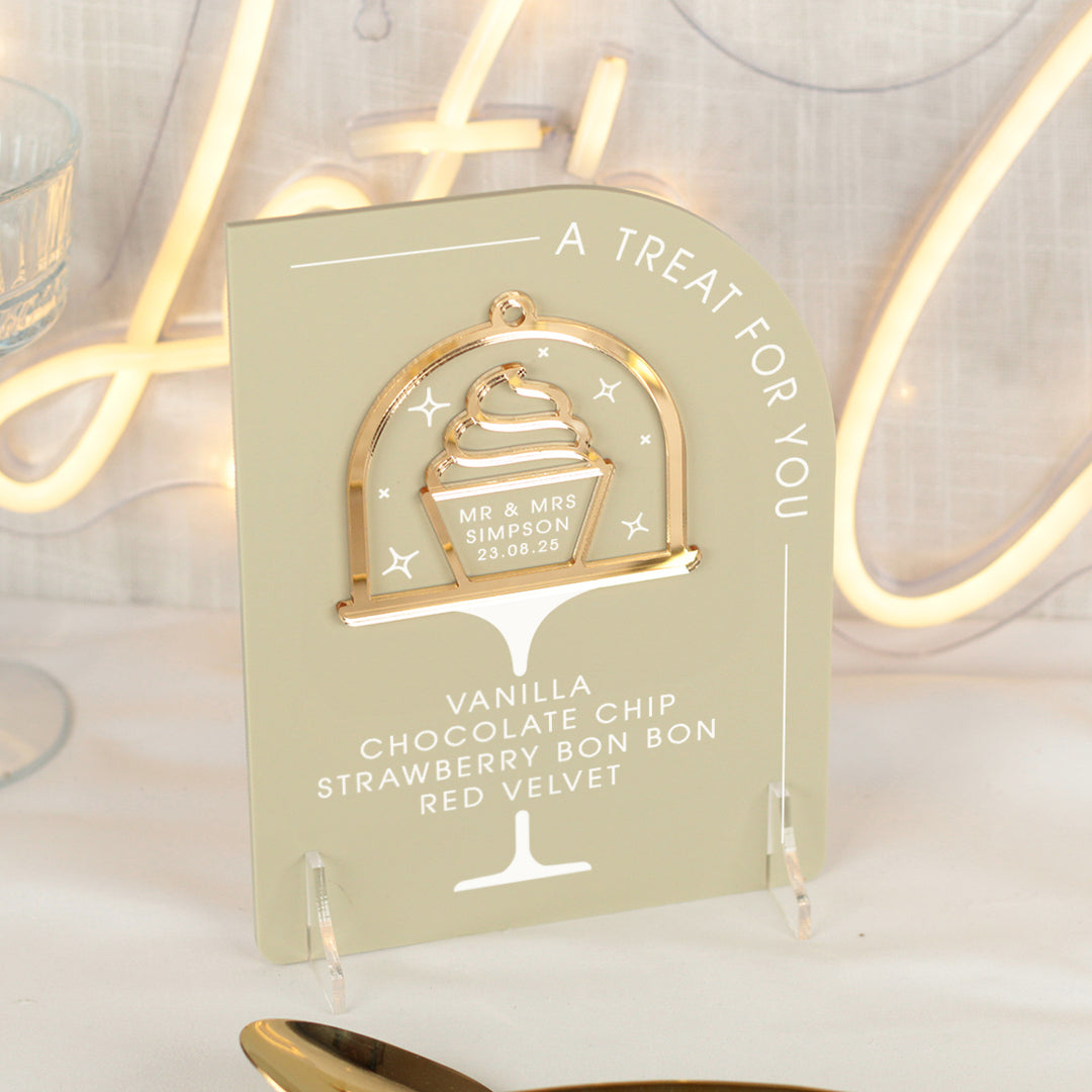 Modern Arch Wedding Cupcake Flavours Acrylic Sign-Weddings by Lumi