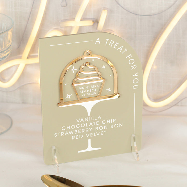 Modern Arch Wedding Cupcake Flavours Acrylic Sign-Weddings by Lumi