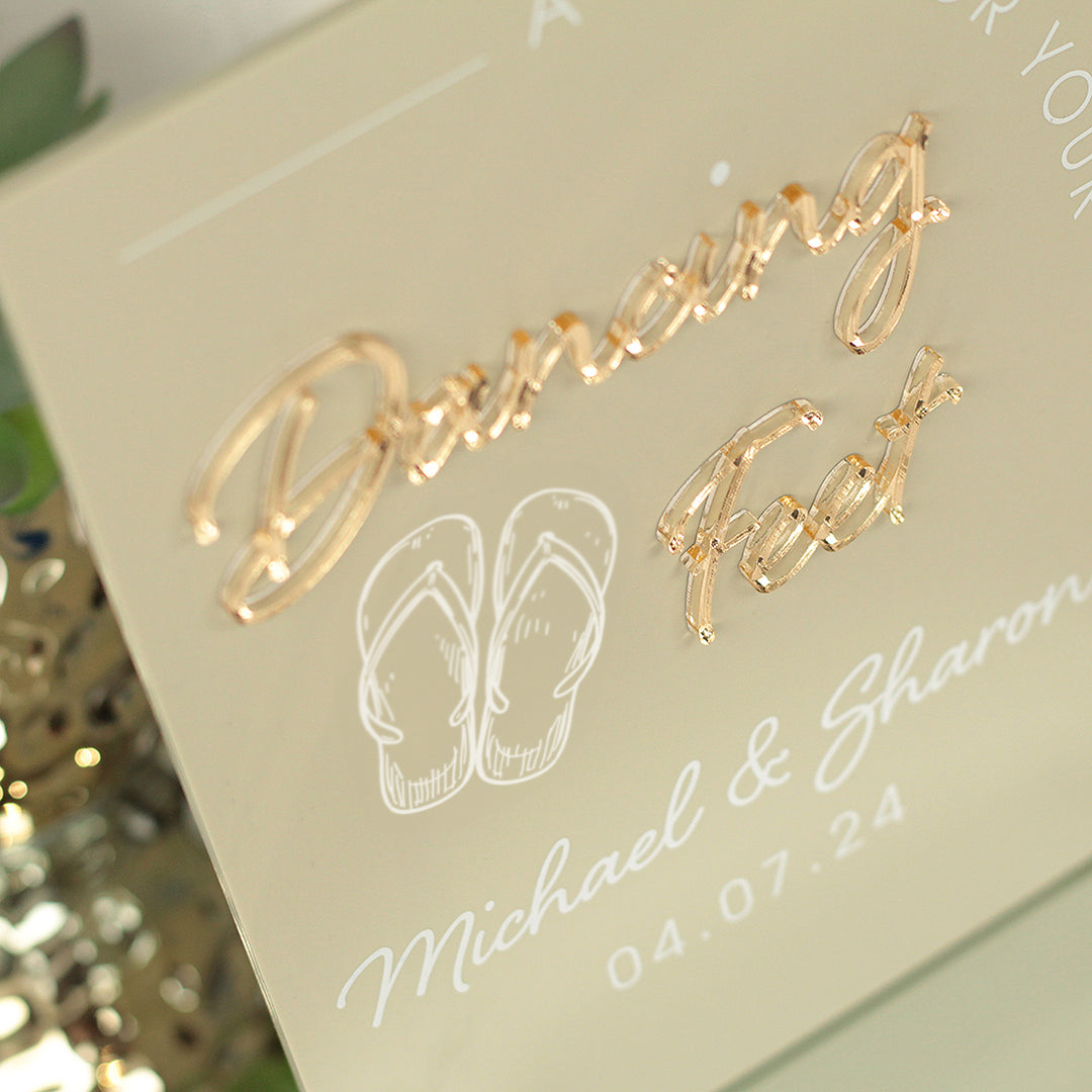Modern Arch Dancing Feet Flip Flop Acrylic Sign-Weddings by Lumi
