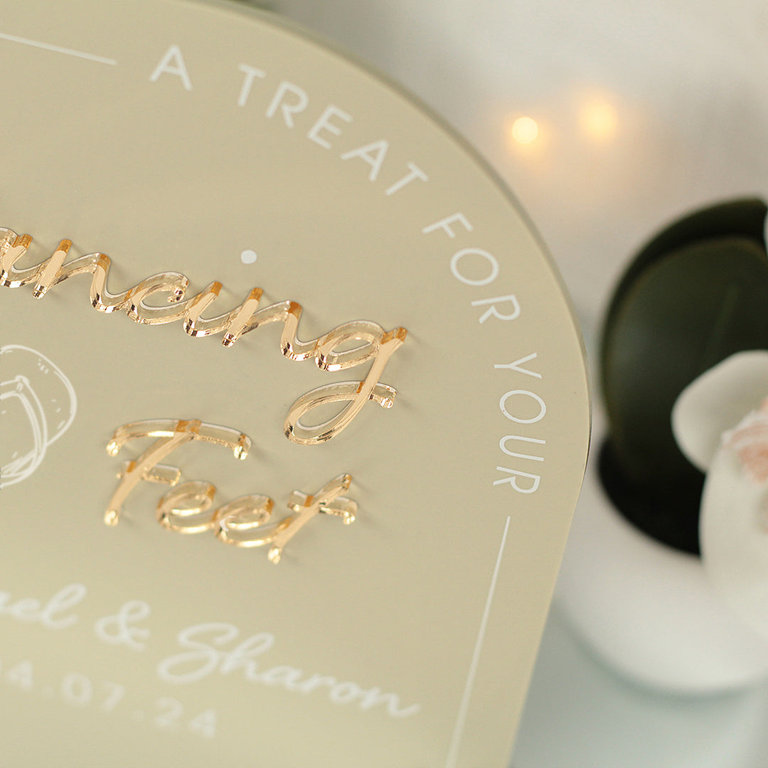 Modern Arch Dancing Feet Flip Flop Acrylic Sign-Weddings by Lumi