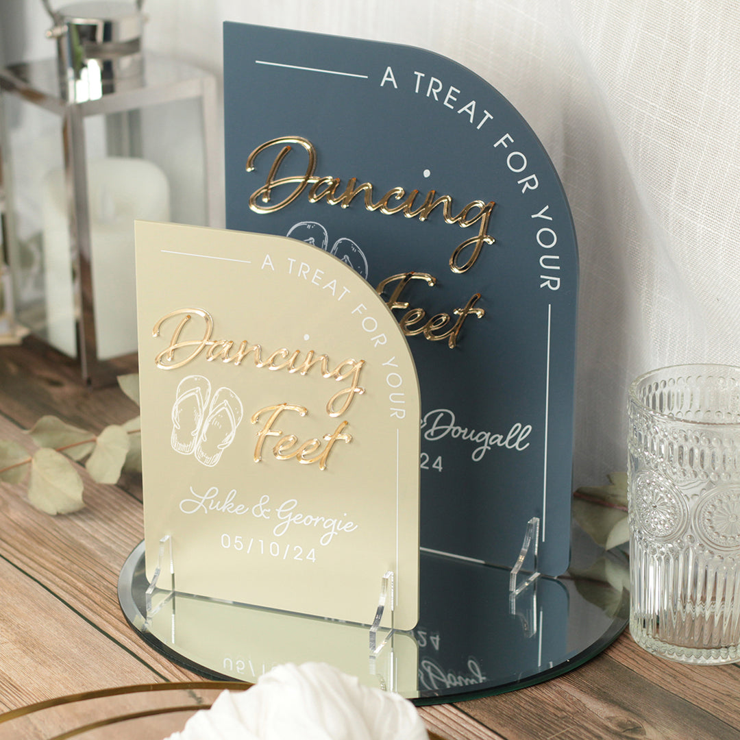 Modern Arch Dancing Feet Flip Flop Acrylic Sign-Weddings by Lumi