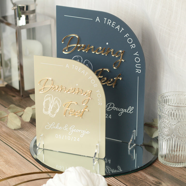 Modern Arch Dancing Feet Flip Flop Acrylic Sign-Weddings by Lumi