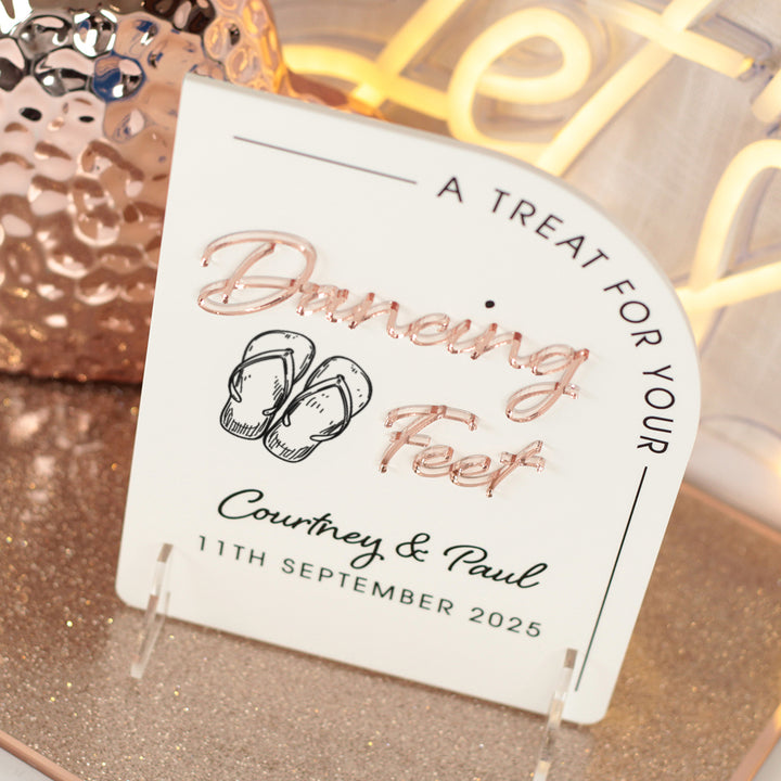 Modern Arch Dancing Feet Flip Flop Acrylic Sign-Weddings by Lumi