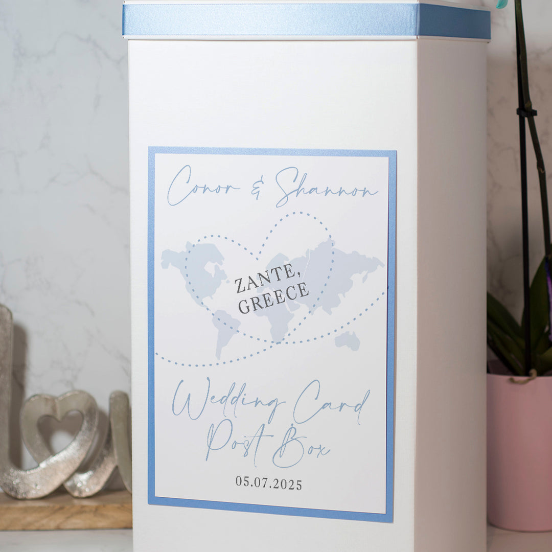 World Map Destination Wedding Card Post Box