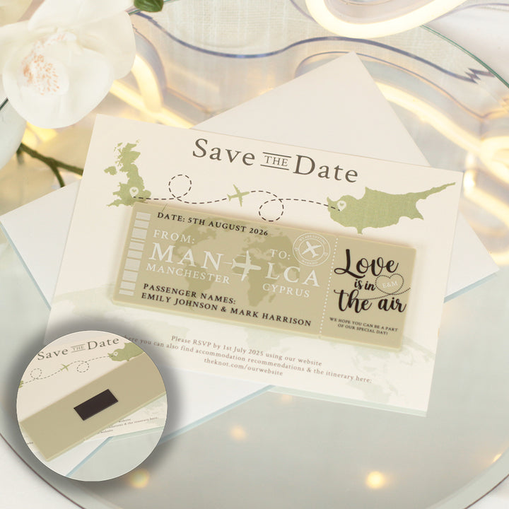 Plane Ticket Destination Wedding Acrylic Invitation Magnet-Weddings by Lumi