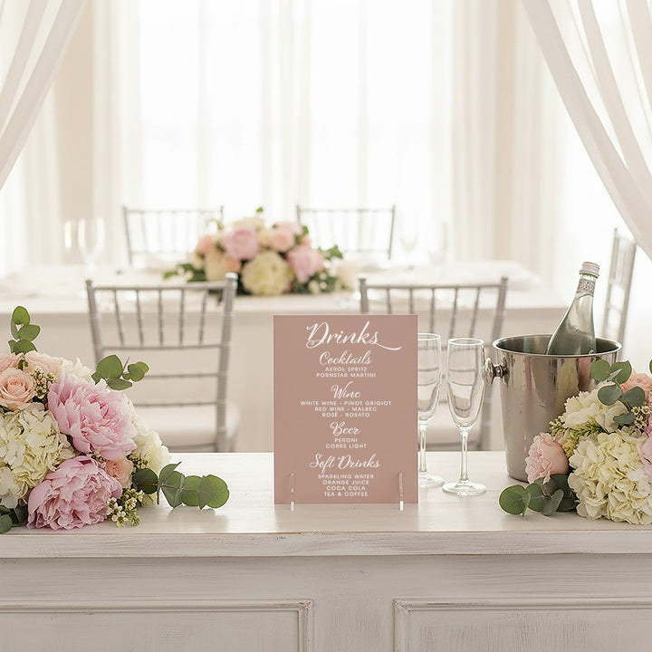 Elegant Script Acrylic Drinks Menu