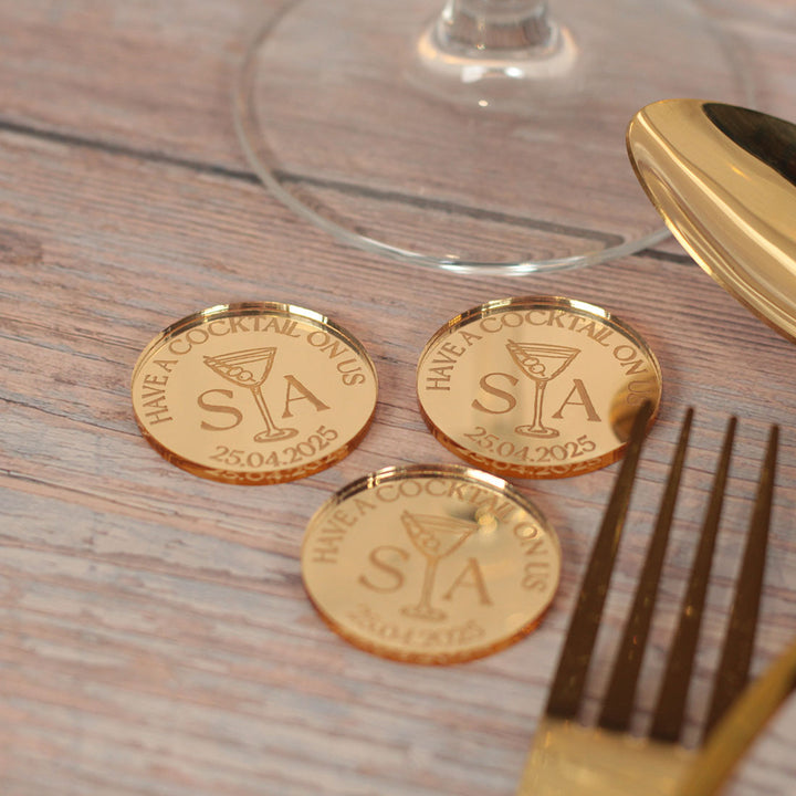 Cocktail Wedding Favour Drinks Tokens