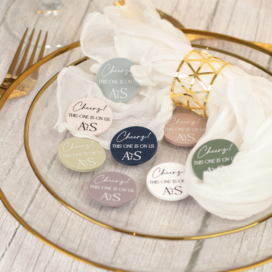 Manhattan Acrylic Wedding Favour Drinks Tokens